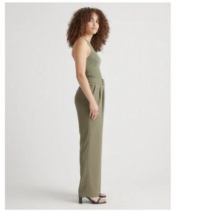 Quince Stretch Crepe Pleated Wide Leg Pant NWT Green XS